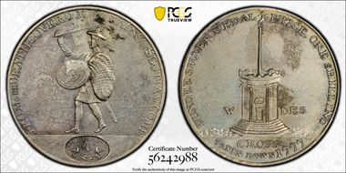 (c. 1790) Shilling DH-4 Angusshire, Dundee Ag N1