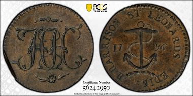 1796 Tk 1/2D DH-20 Lothian, Harrison's AU58BN