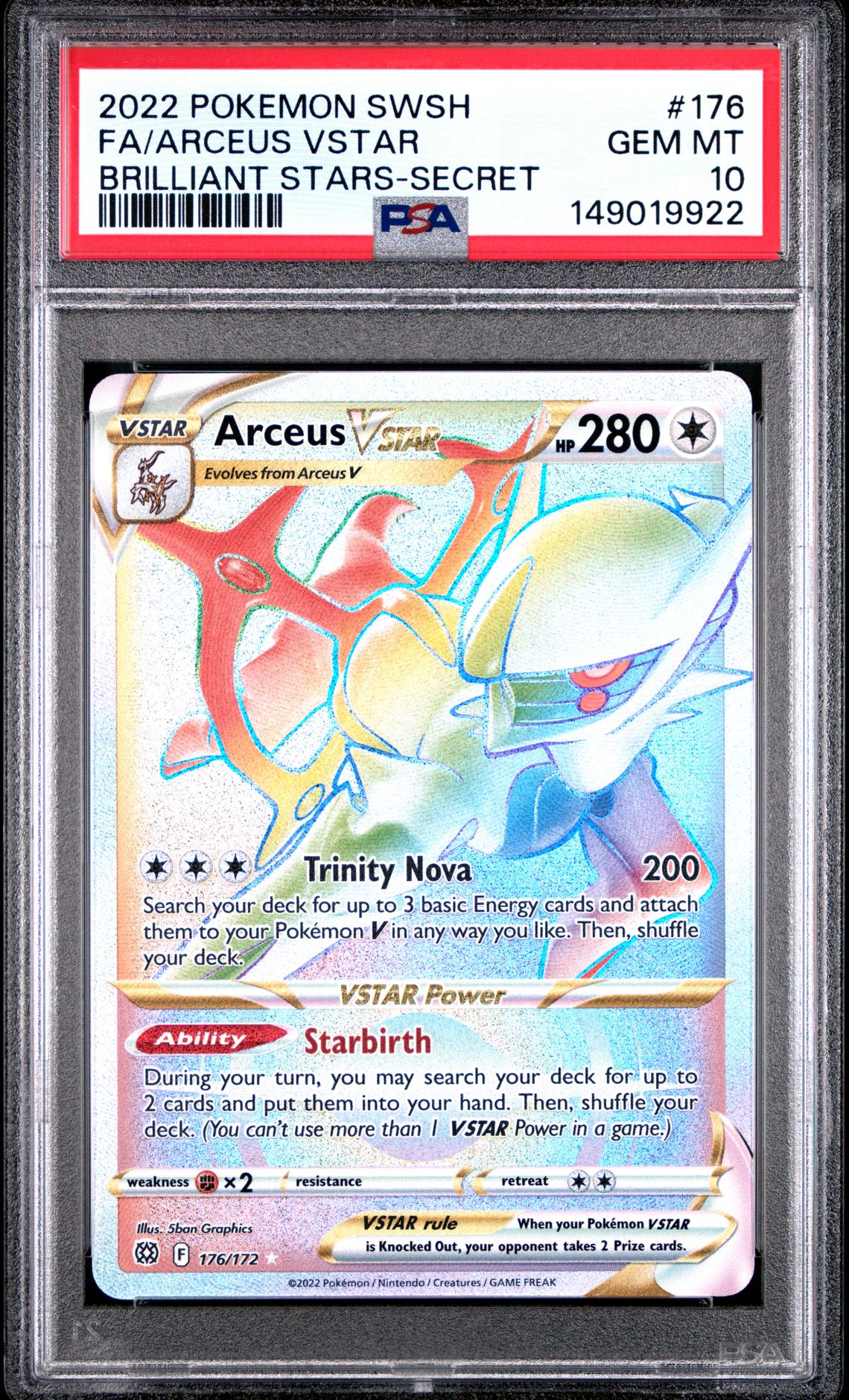 2022 Pokemon Brilliant Stars Brilliant Stars-Secret Secret Rare #176 Fa/Arceus Vstar front