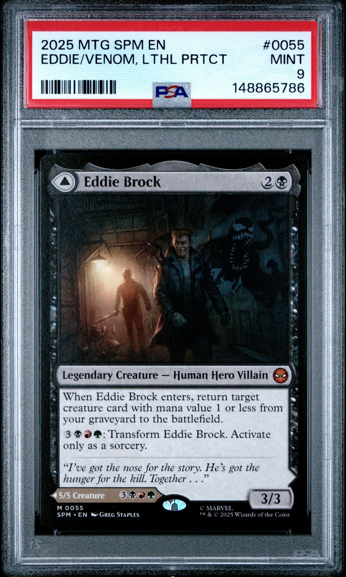 2025 MTG MAGIC THE GATHERING MARVEL'S SPIDER-MAN PANEL BORDERLESS-FOIL #0224 Eddie/Venom, Lthl Prtct front