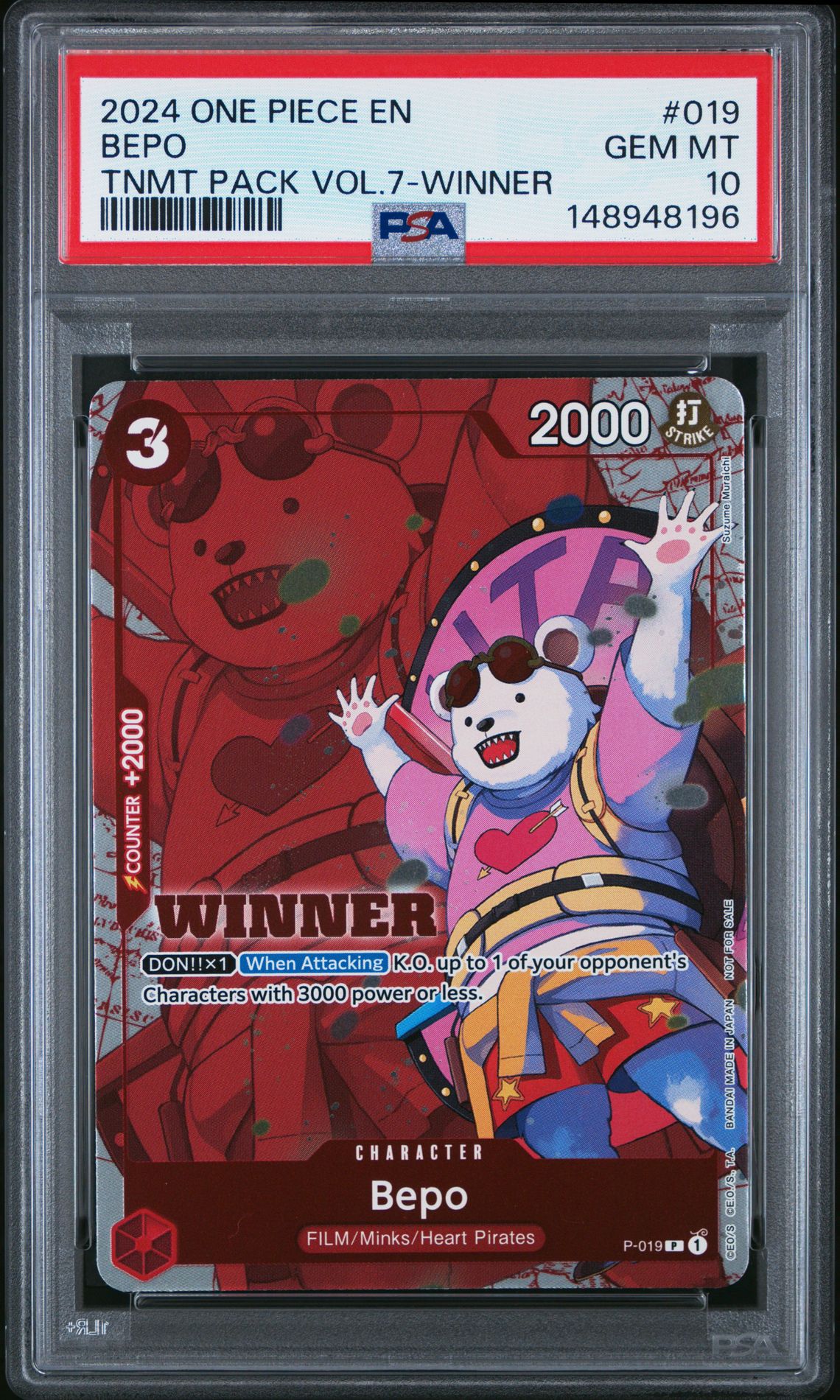 2024 One Piece ONE PIECE TOURNAMENT PACK VOL.7 TNMT PACK VOL.7-WINNER #019 Bepo front