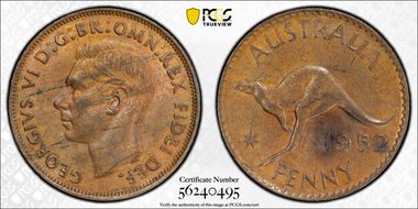 1952 A. (p) 1D London Reverse DDO AU58BN