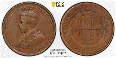 1922 1D English obverse - DDO VF30BN