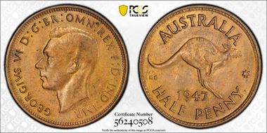 1947(p) 1/2D MS63RB
