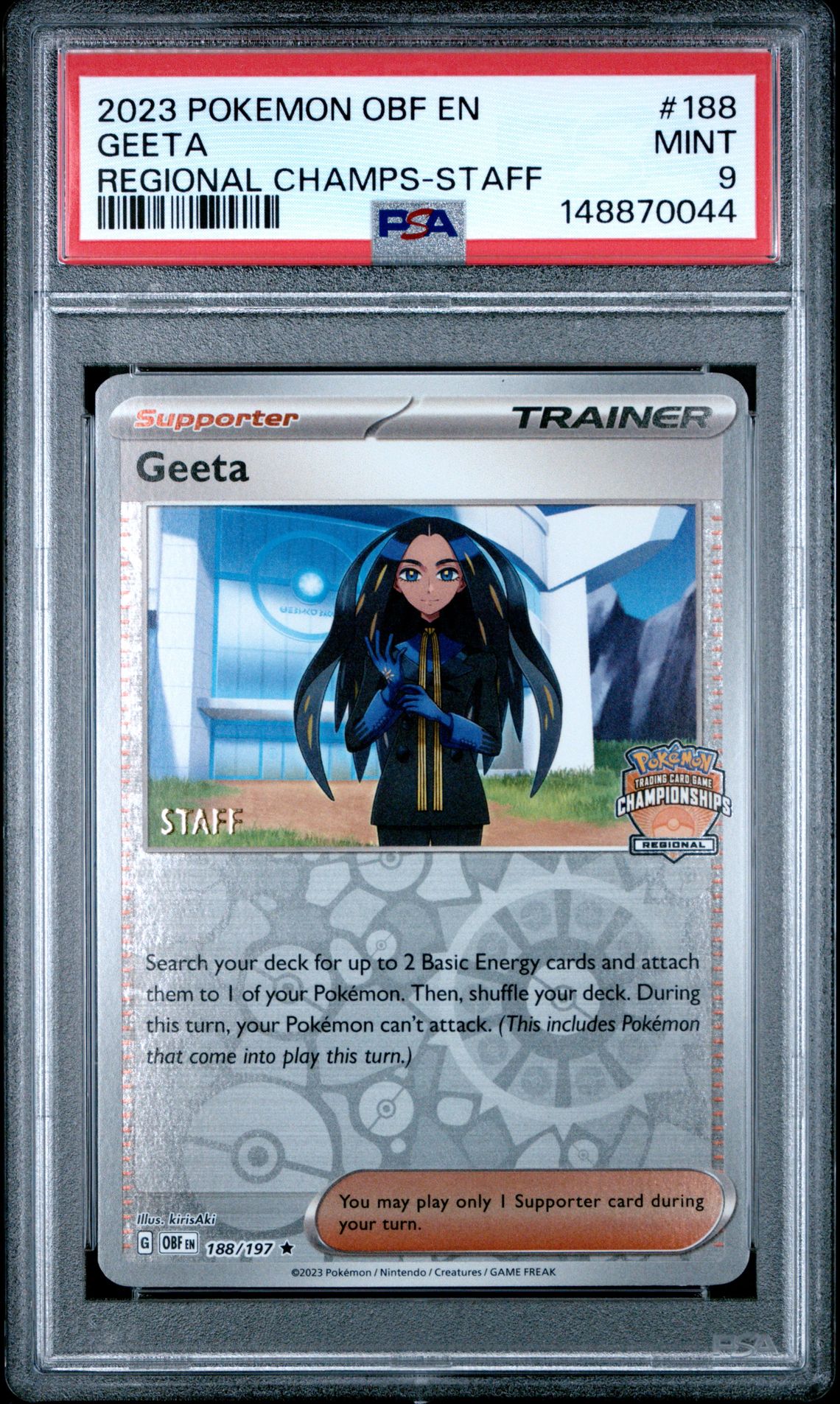 2023 Pokemon POKEMON OBF EN-OBSIDIAN FLAMES REGIONAL CHAMPS-STAFF #188 Geeta front