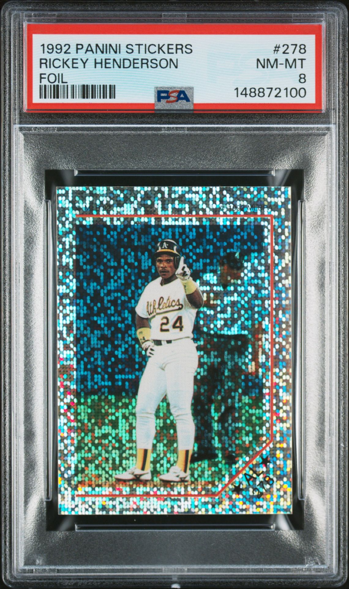 1992 Panini PANINI STICKERS FOIL #278 Rickey Henderson front