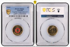 2015 $2 Lest We Forget Colorized Poppy Counterstamp MS66