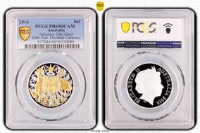 2016 50C Selective Gilt Silver 50th Ann. Decimal Currency PR69DCAM