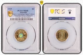 2025 $2 Men’s Australian Open Yellow Envelope Privy Colorized MS68