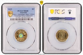 2025 $2 Men’s Australian Open Yellow Envelope Privy Colorized MS68