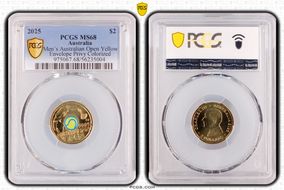 2025 $2 Men’s Australian Open Yellow Envelope Privy Colorized MS68