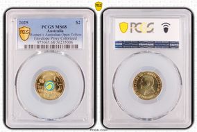 2025 $2 Women’s Australian Open Yellow Envelope Privy Colorized MS68