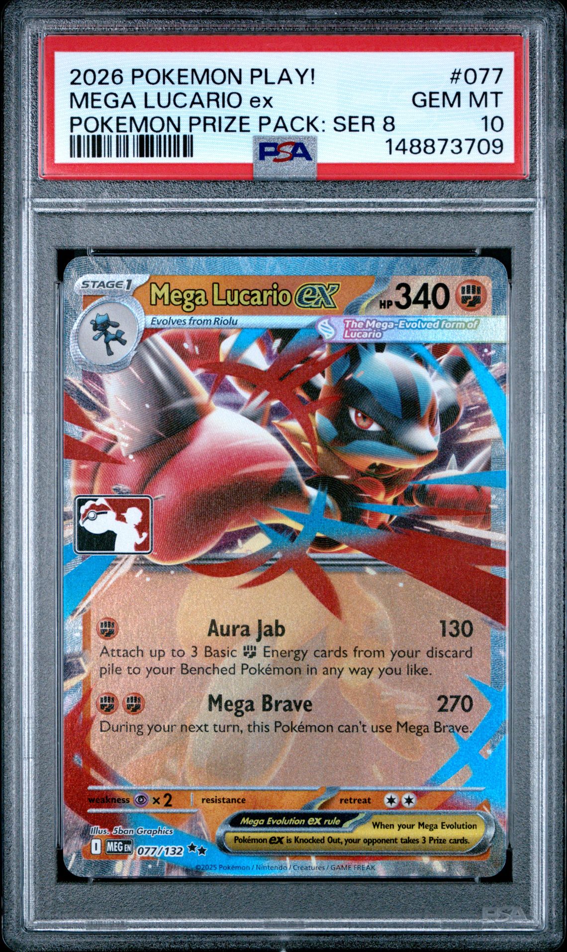 2026 Pokemon POKEMON PLAY! POKEMON PRIZE PACK: SERIES 8 #077 Mega Lucario Ex front