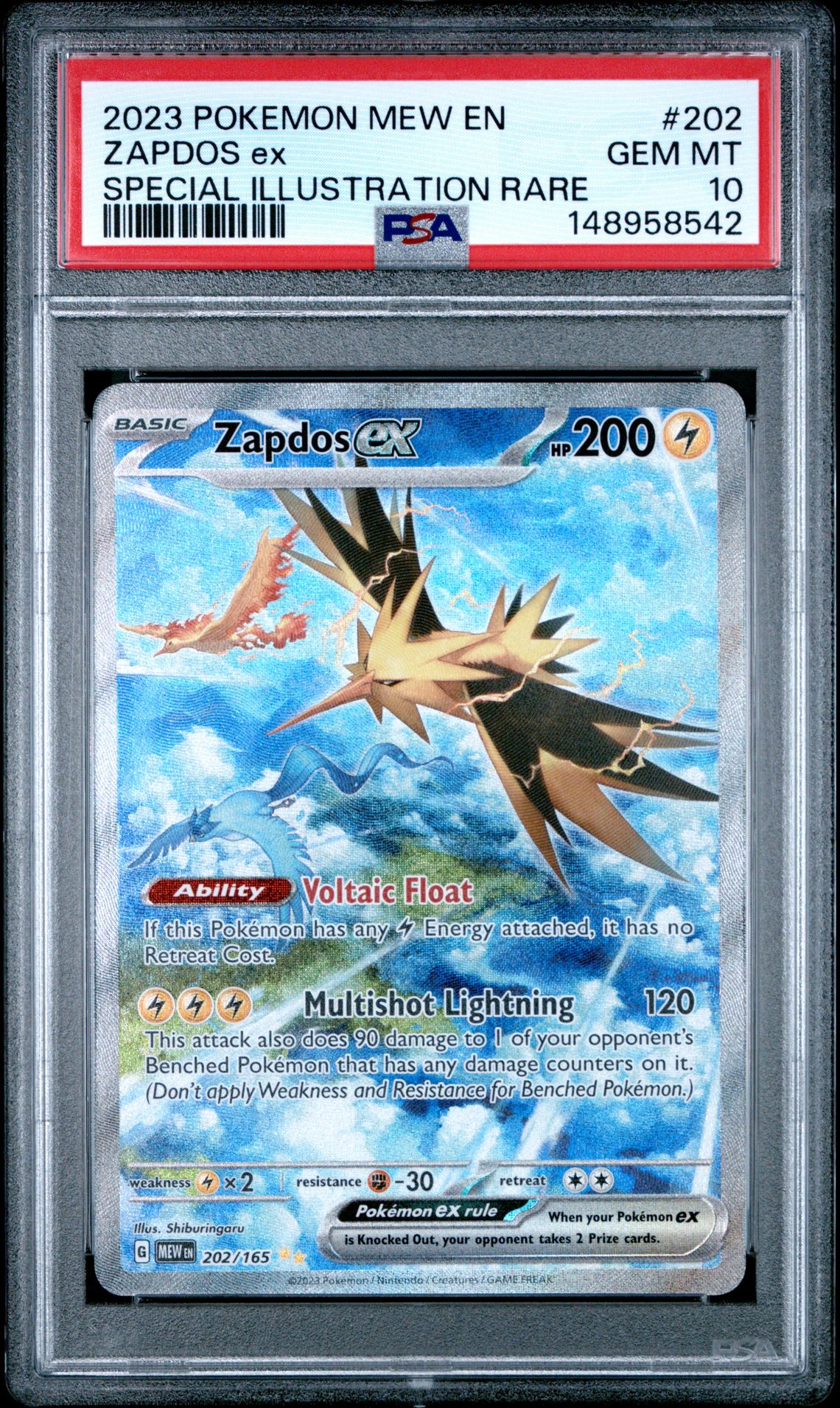 2023 Pokemon POKEMON MEW EN-151 SPECIAL ILLUSTRATION RARE #202 Zapdos Ex front