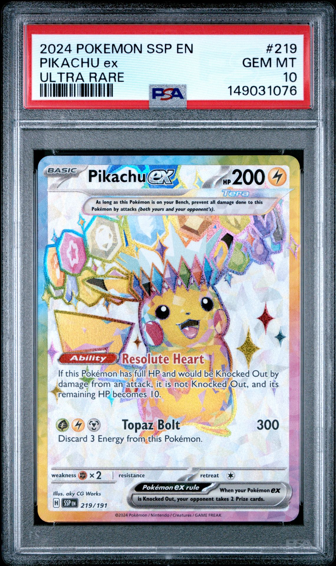 2024 Pokemon POKEMON SSP EN-SURGING SPARKS ULTRA RARE #219 Pikachu Ex front