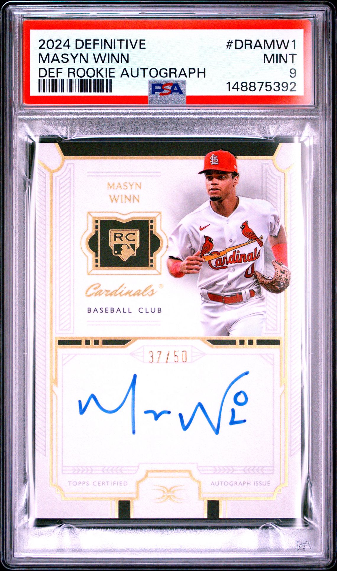 2024 Topps TOPPS DEFINITIVE COLLECTION DEFINITIVE ROOKIE AUTOGRAPHS #DRAMW1 Masyn Winn front