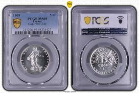1969 5 Fr Gad-770 F-340 MS69