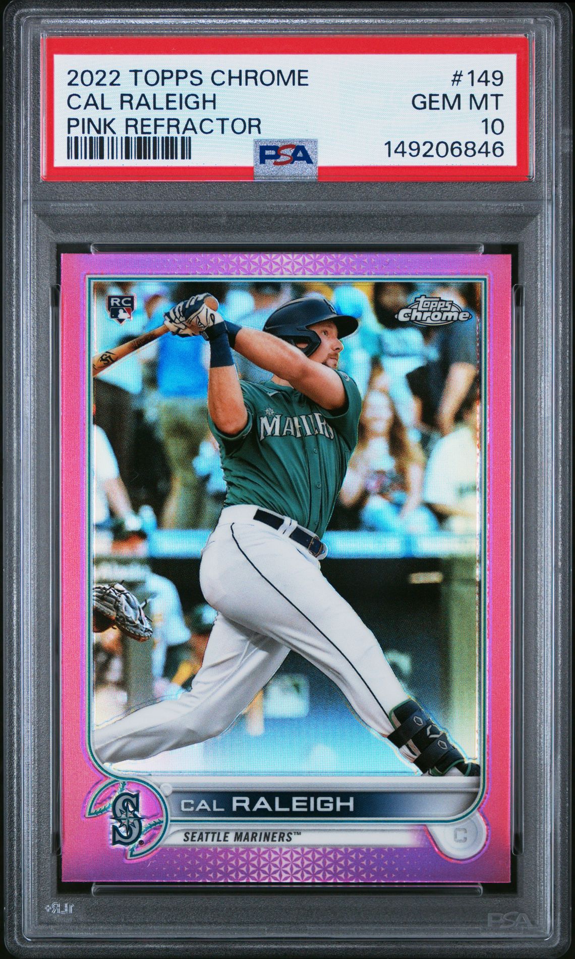 2022 Topps TOPPS CHROME Pink Refractor #149 Cal Raleigh front