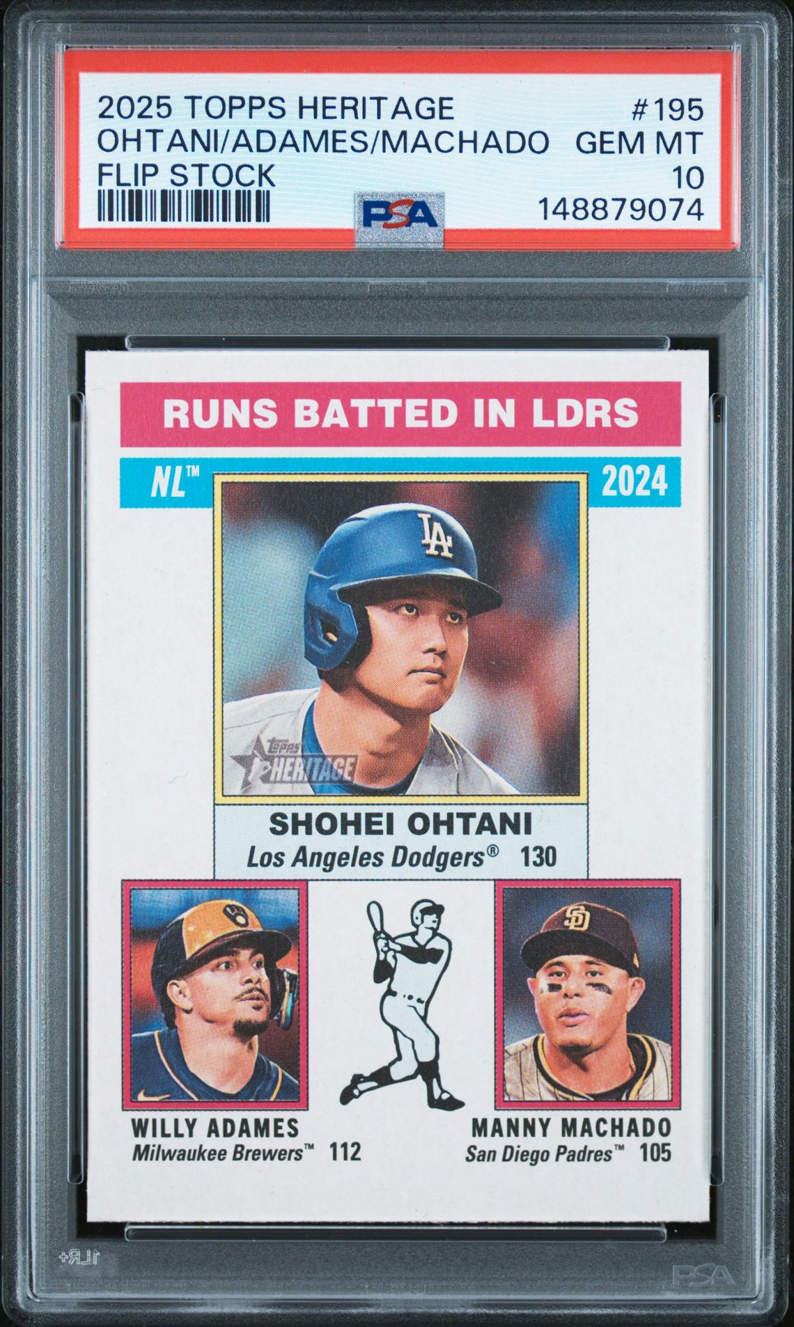 2025 Topps Heritage TOPPS HERITAGE FLIP STOCK #195 Ohtani/Adames/Machado front