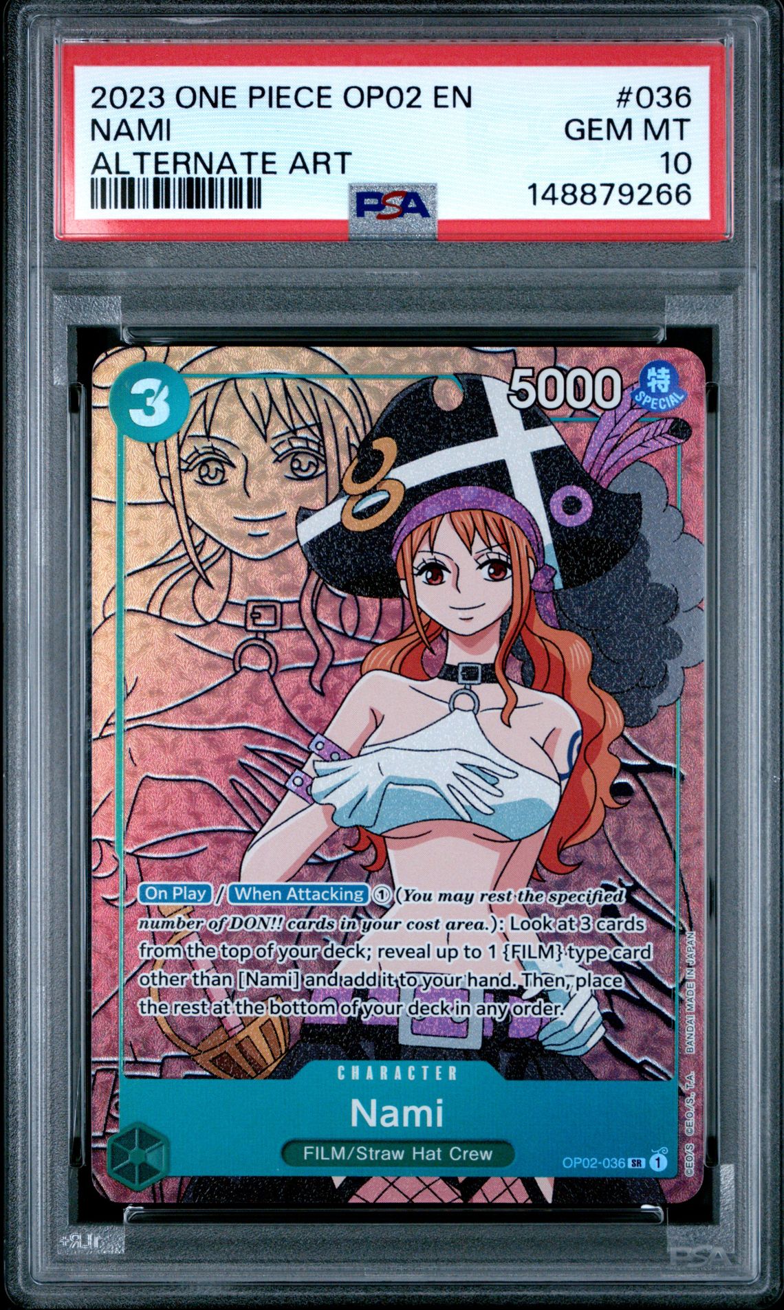 2023 One Piece ONE PIECE OP02-PARAMOUNT WAR Alt Art #036 Nami front