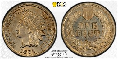 1864 1C Copper-Nickel MS63