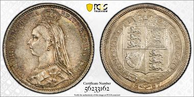 1887 6D S-3928 Shield Rev MS61