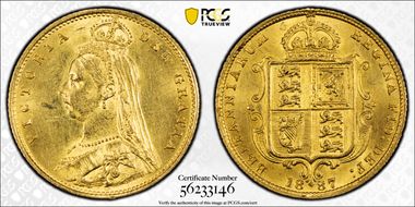 1887 1/2 Sov S-3869 Normal JEB AU58