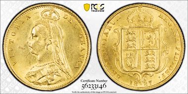 1887 1/2 Sov S-3869 Normal JEB AU58