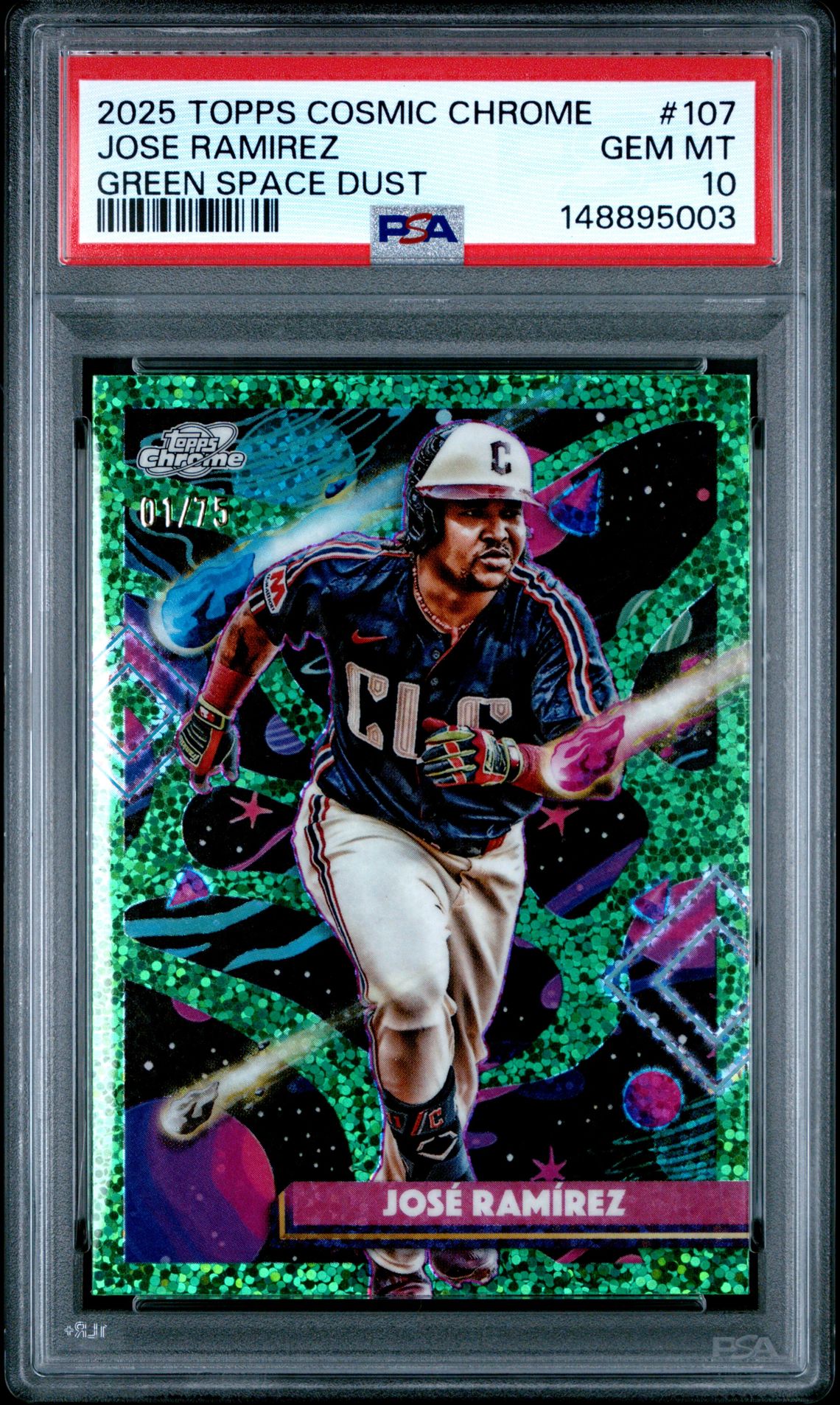2025 Topps TOPPS COSMIC CHROME GREEN SPACE DUST #107 Jose Ramirez front