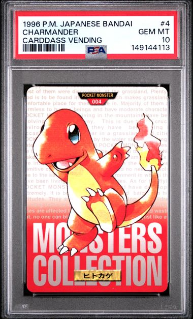 Charmander card PSA 10, cert 149144113