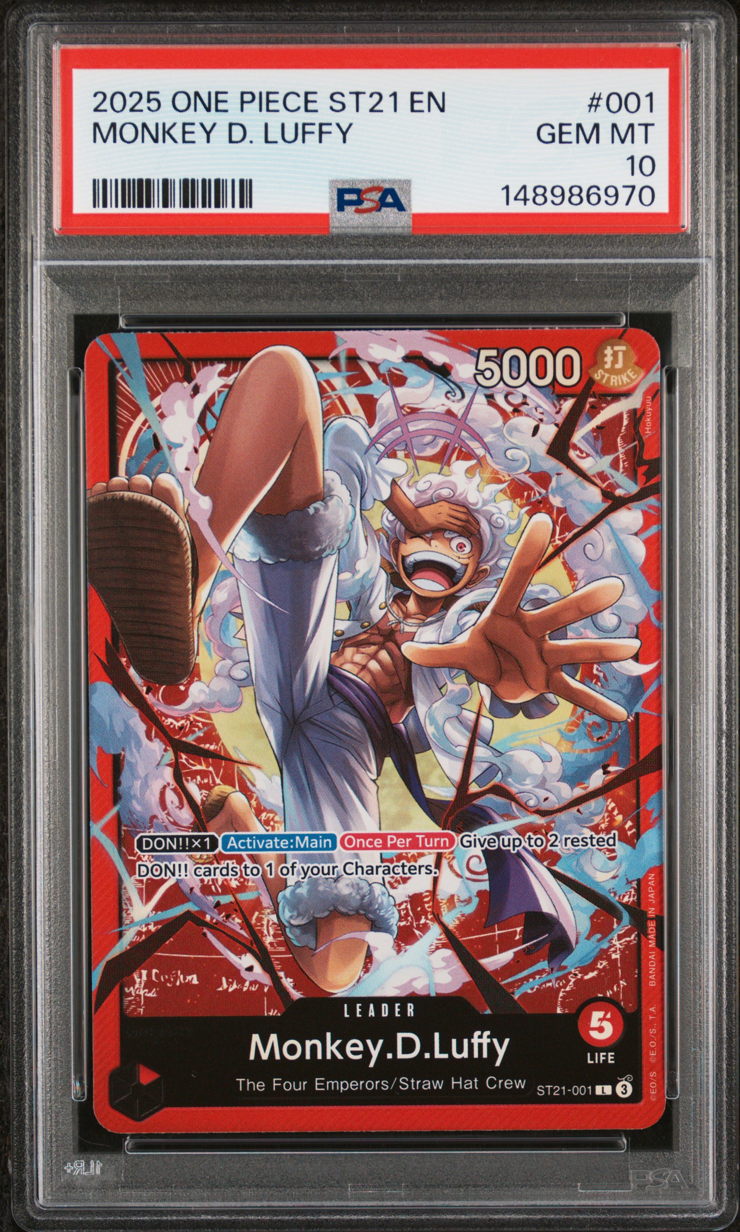 2025 #001 Monkey D. Luffy PSA 10 One Piece Starter Deck ST21-EX Gear 5