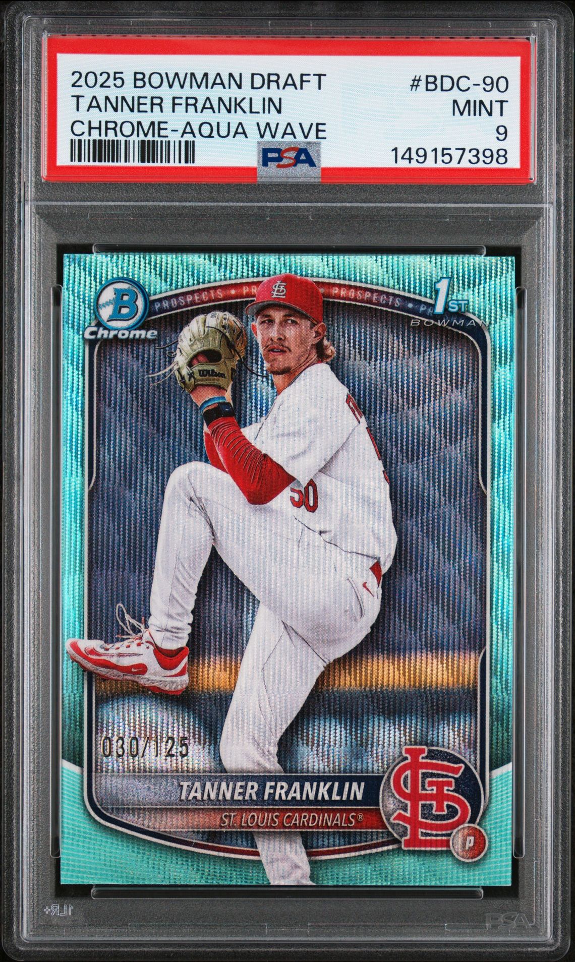 2025 Bowman Draft BOWMAN DRAFT CHROME-AQUA WAVE #BDC-90 Tanner Franklin front