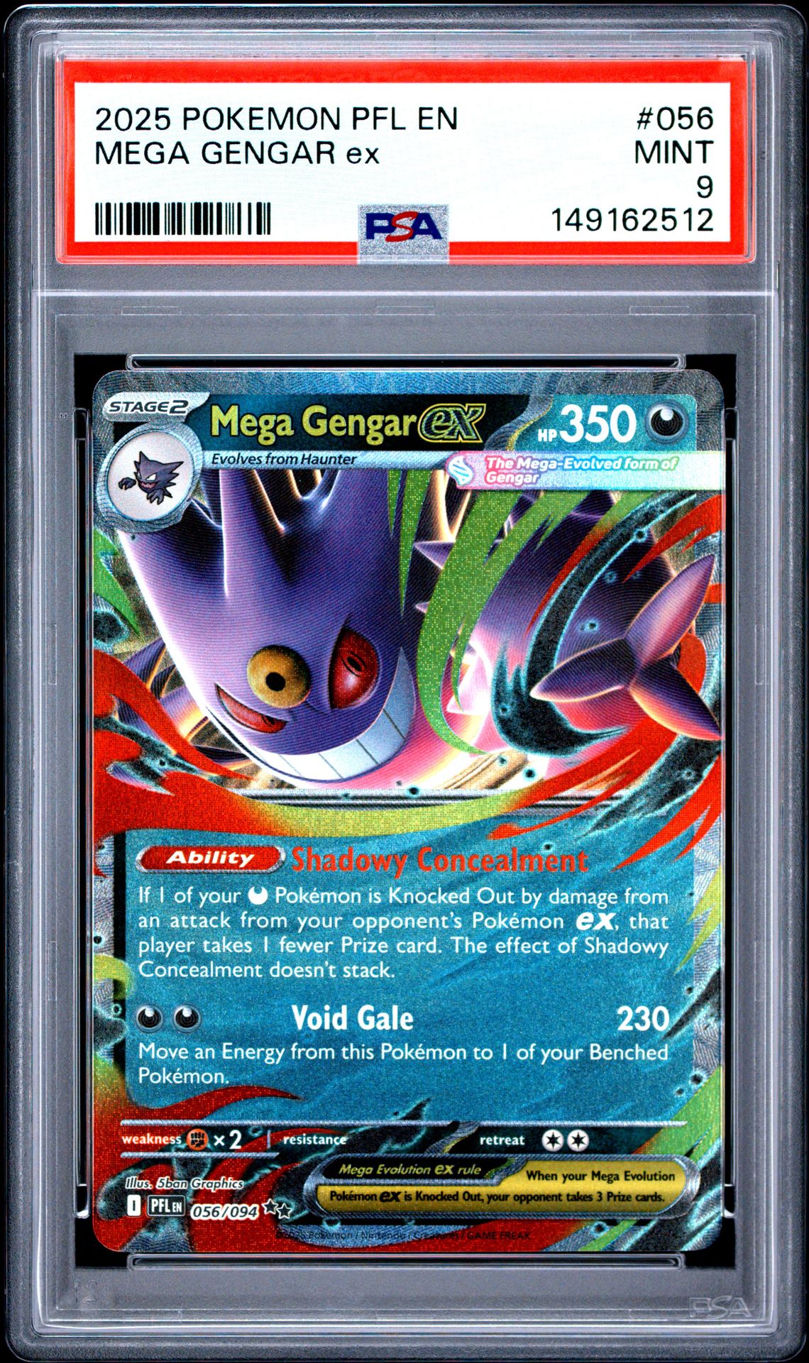 2025 Pokemon Pfl En-Phantasmal Flames Mega Gengar Ex #056 Mint 9 front