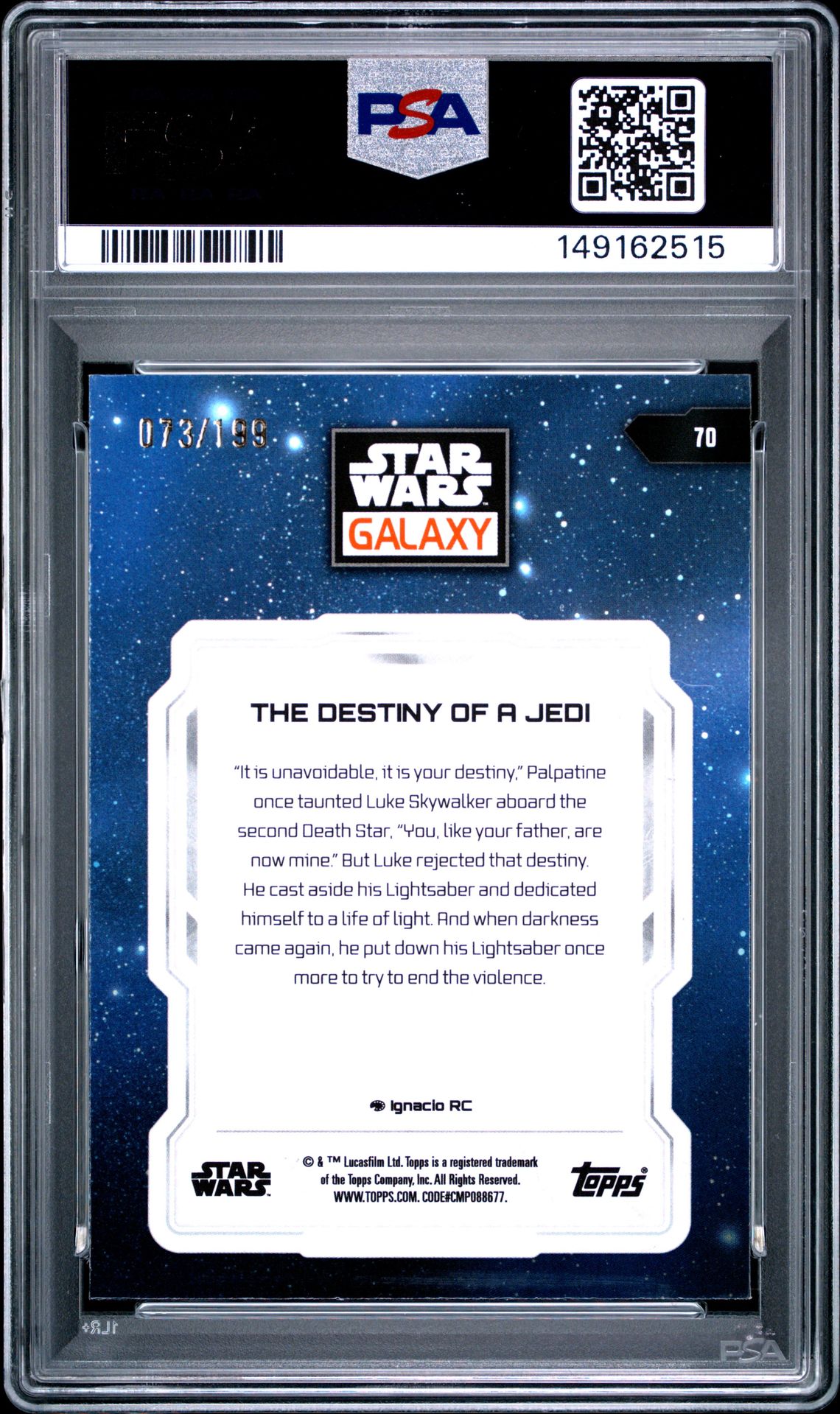 2024 Topps Chrome Star Wars Galaxy The Destiny Of A Jedi #70 (Aqua Sonar) Mint 9 back