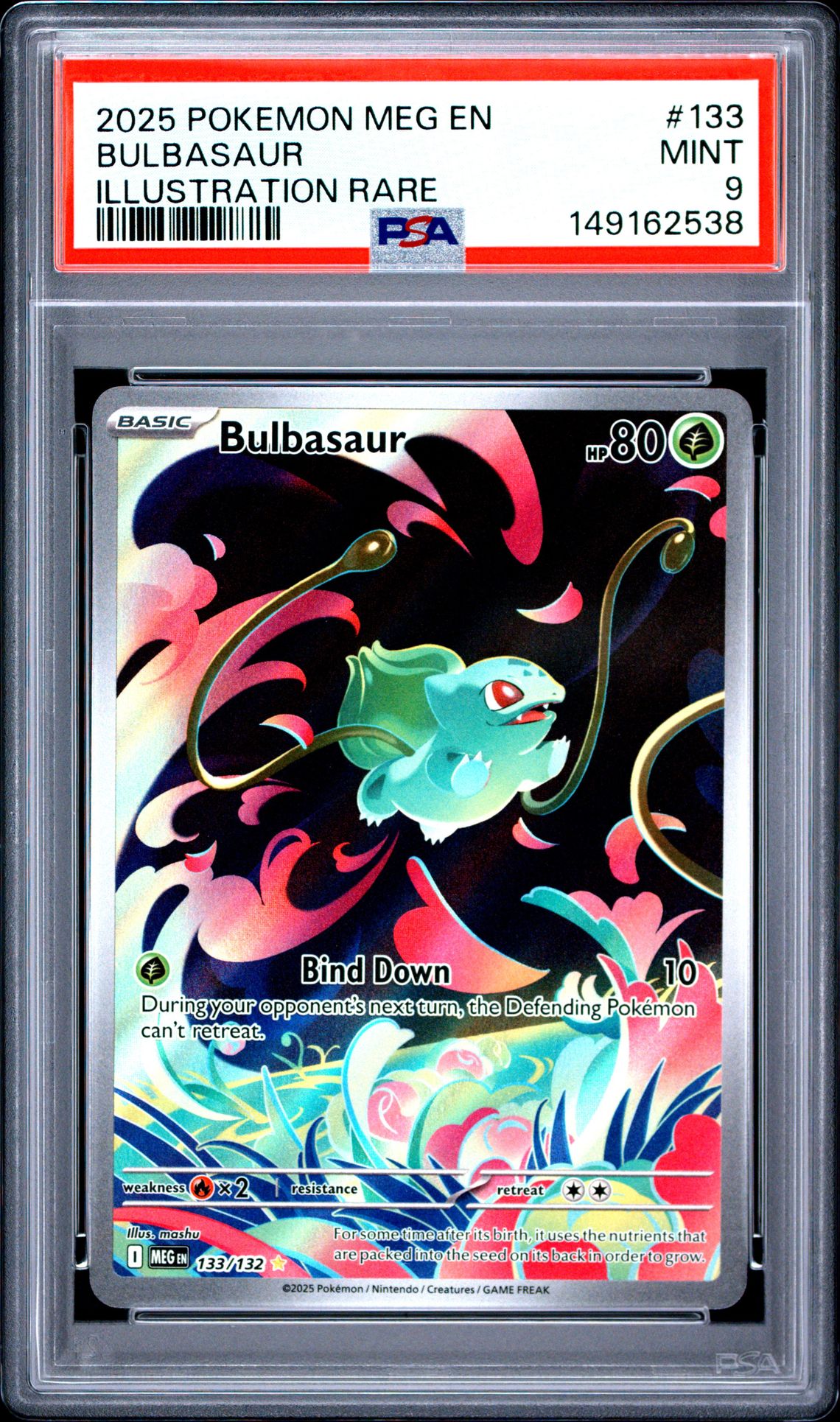 2025 Pokemon Meg En-Mega Evolution Bulbasaur #133 (Illustration Rare) Mint 9 front