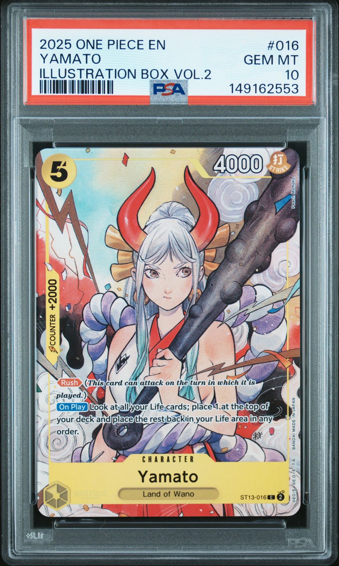 2025 One Piece Promos Yamato #016 (Illustration Box Vol.2) Gem Mt 10 front