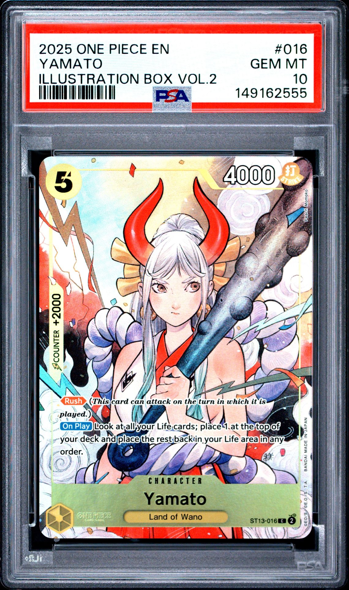 2025 One Piece Promos Yamato #016 (Illustration Box Vol.2) Gem Mt 10 front