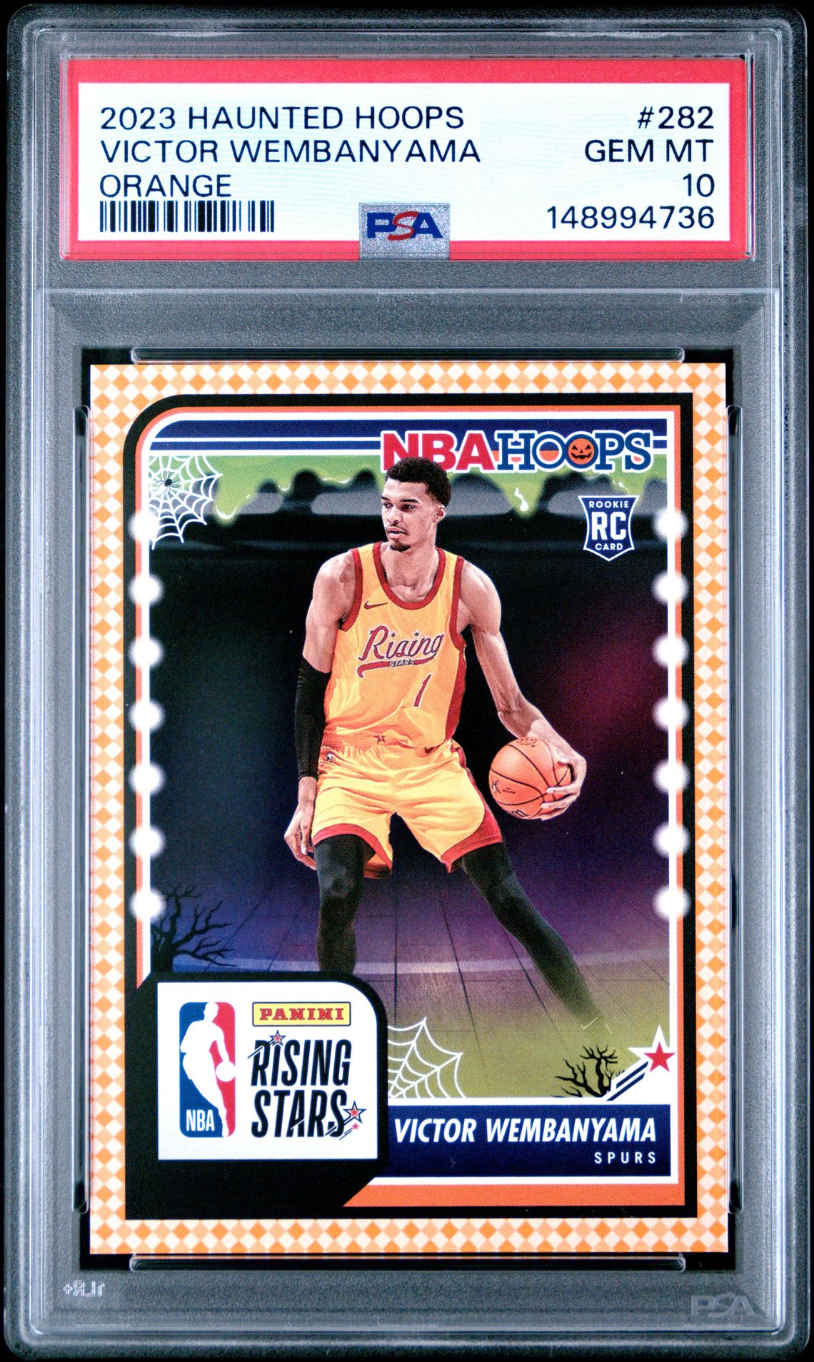 2023 Panini Haunted Hoops Victor Wembanyama #282 (Orange) Gem Mt 10 front