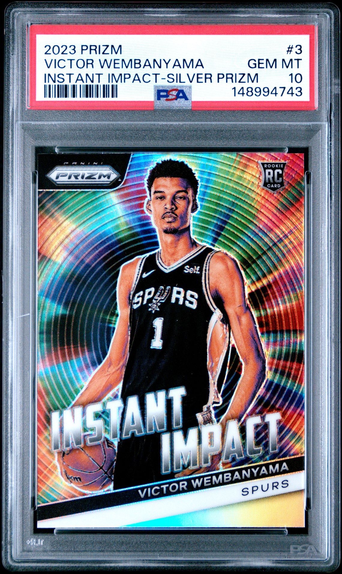 2023 Panini Prizm Instant Impact Victor Wembanyama #3 (Instant Impact-Silver Prizm) Gem Mt 10 front