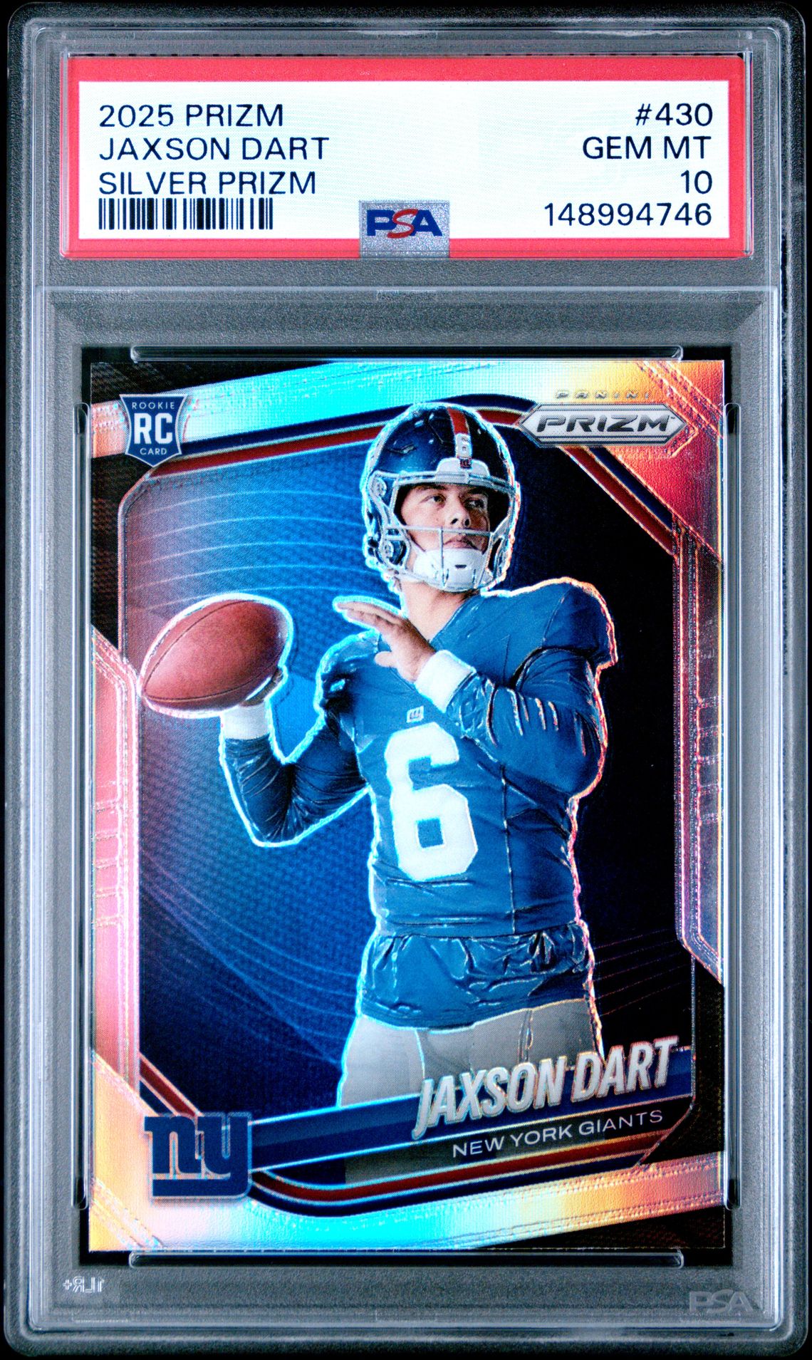 2025 Panini Prizm Jaxson Dart #430 (Silver Prizm) Gem Mt 10 front
