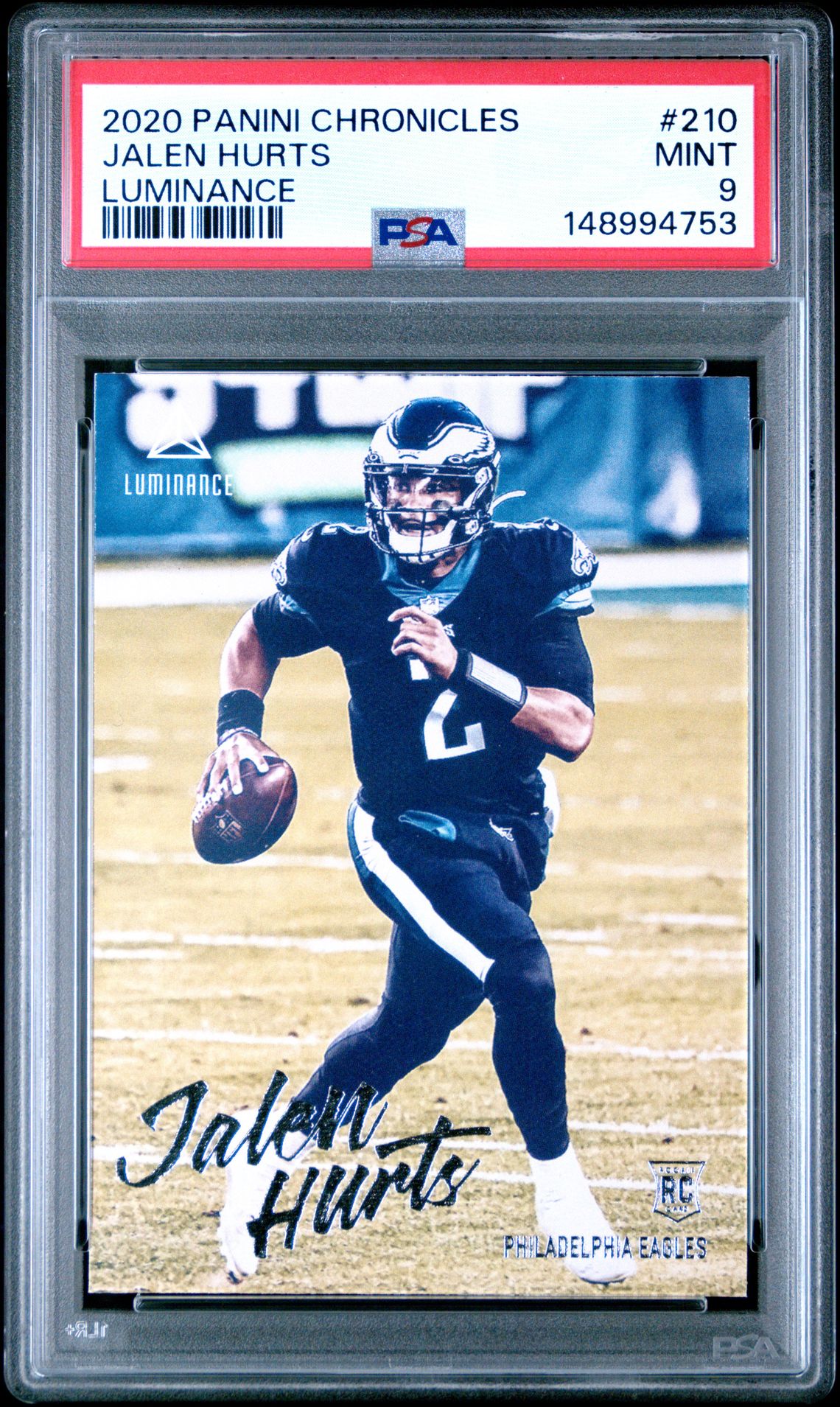 2020 Panini Chronicles Luminance Jalen Hurts #210 (Luminance) Mint 9 front