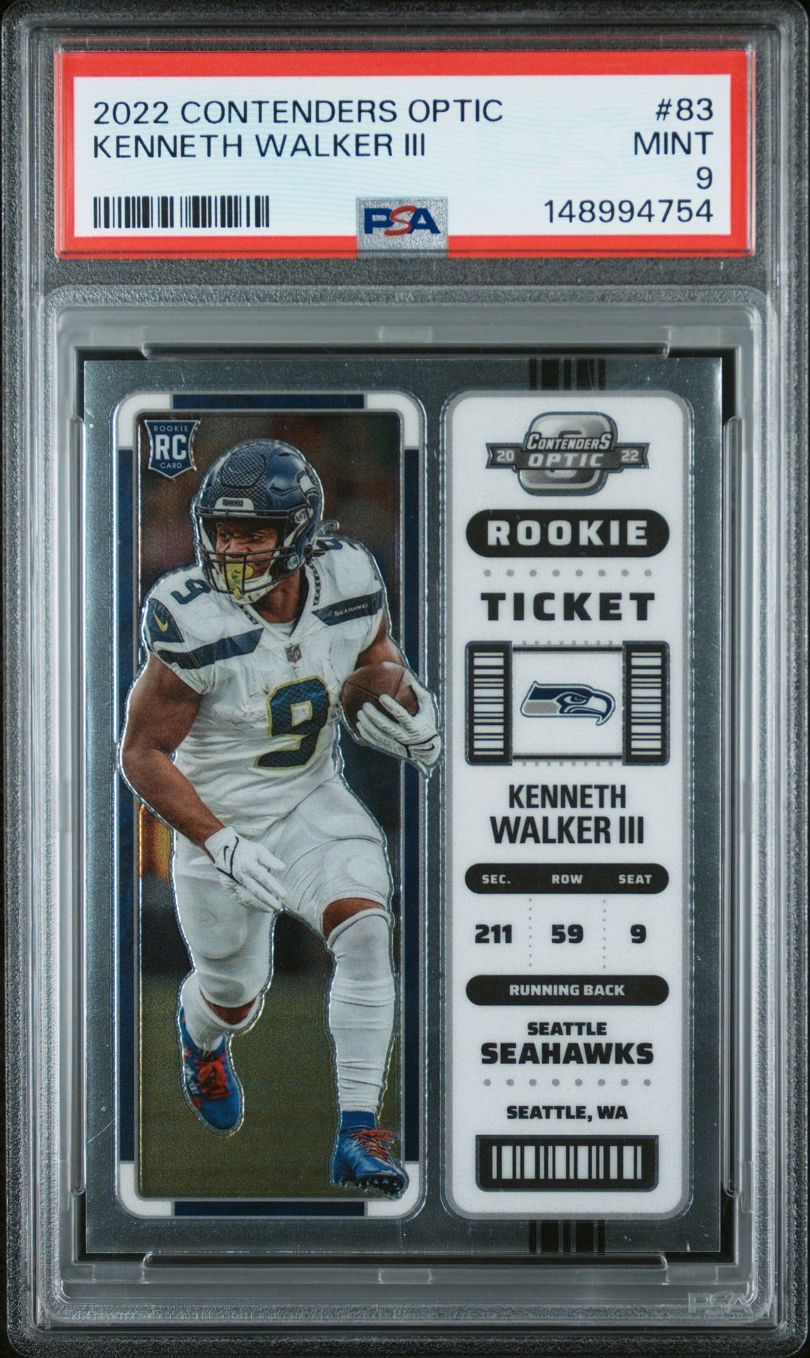 2022 Panini Contenders Optic Kenneth Walker Iii #83 Mint 9 front