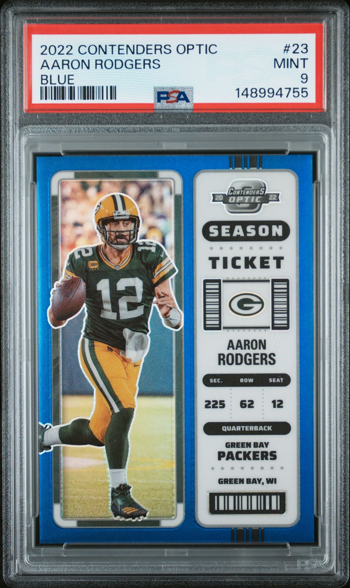 2022 Panini Contenders Optic Aaron Rodgers #23 (Blue) Mint 9 front