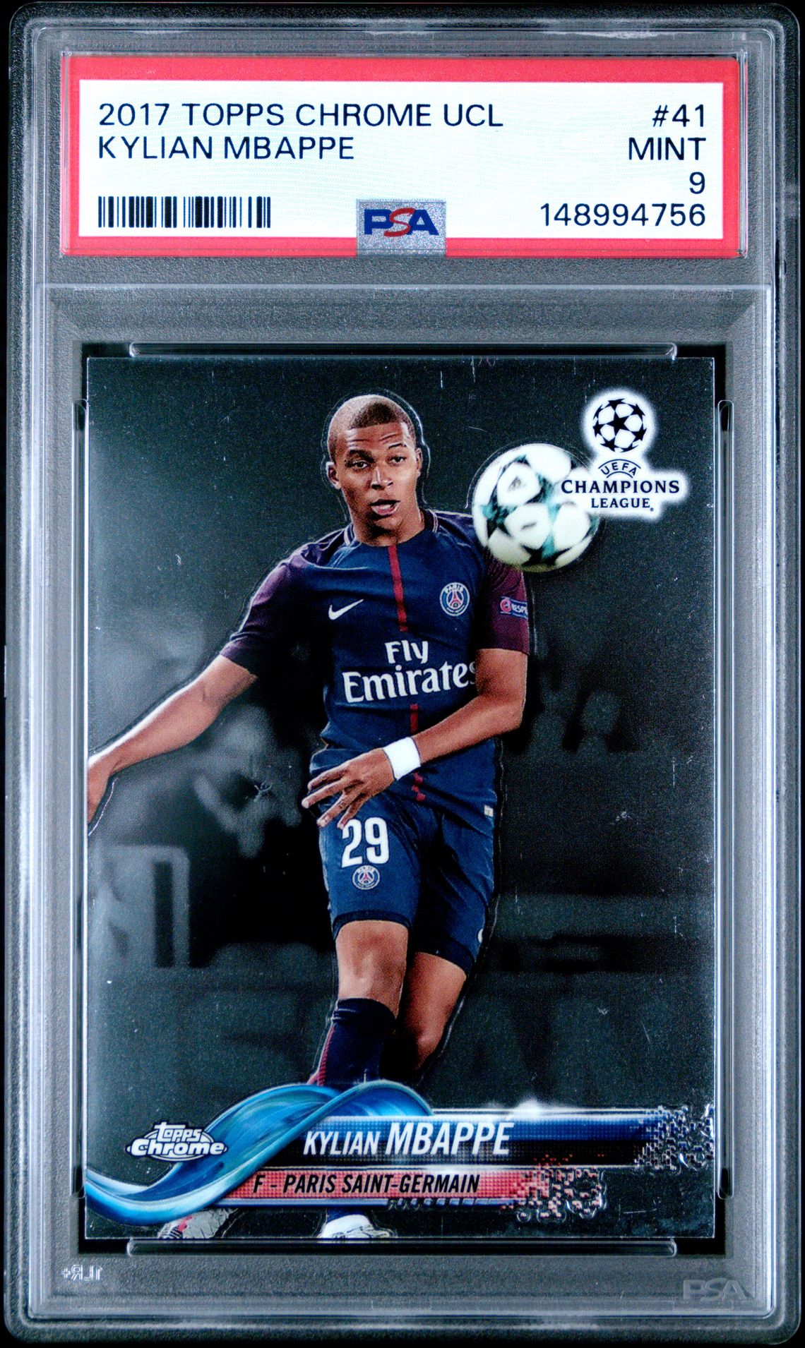 2017 Topps Chrome Uefa Champions League Kylian Mbappe #41 Mint 9 front