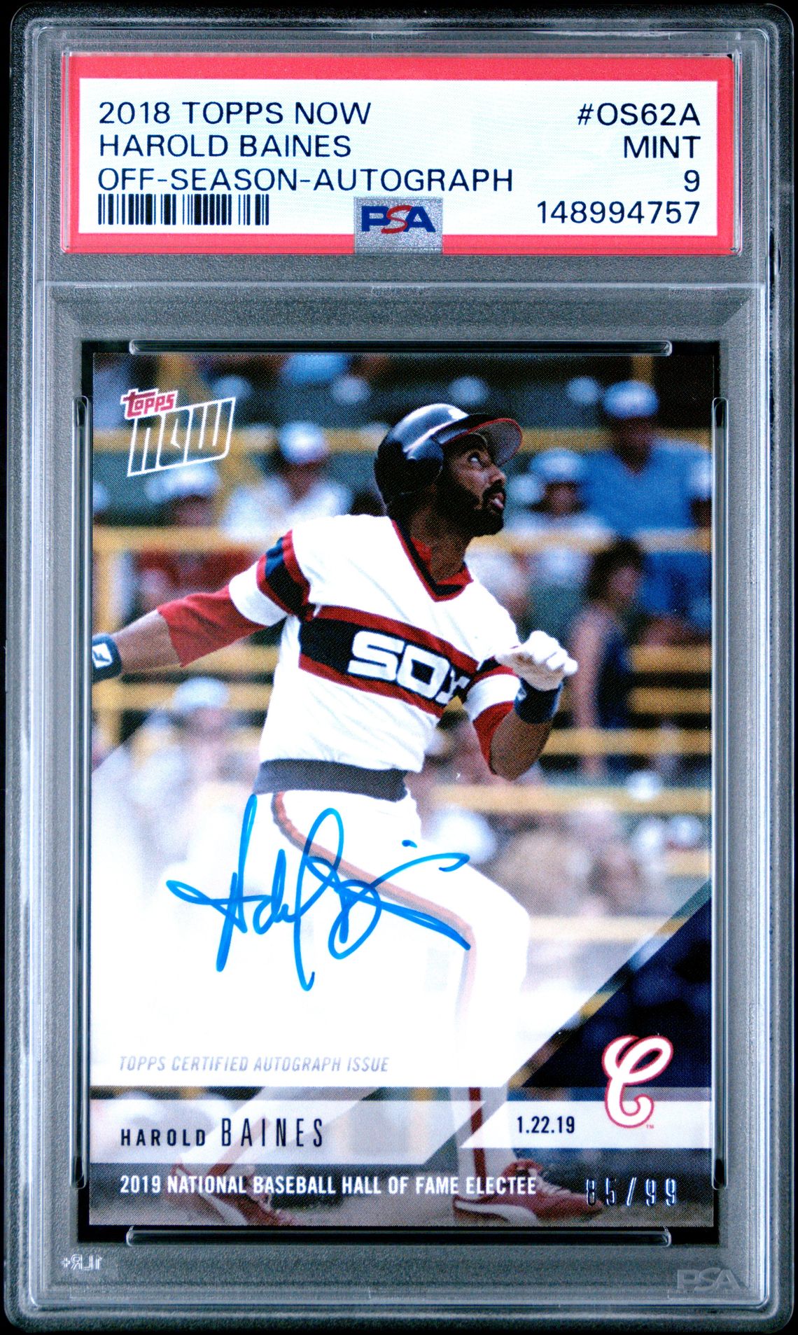 2018 Topps Now Off-Season Harold Baines #Os62A (Off-Season-Autograph) Mint 9 front
