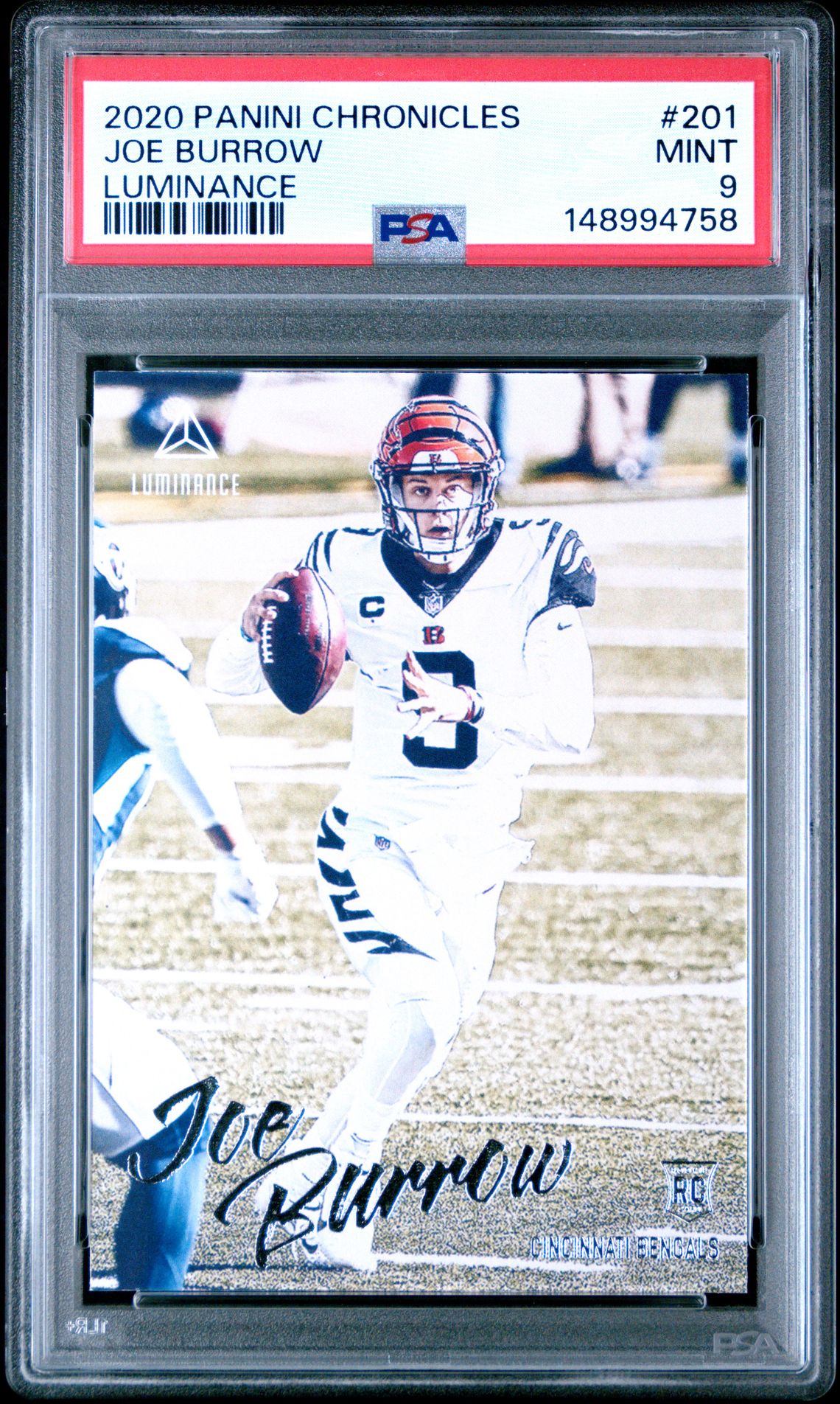 2020 Panini Chronicles Luminance Joe Burrow #201 (Luminance) Mint 9 front