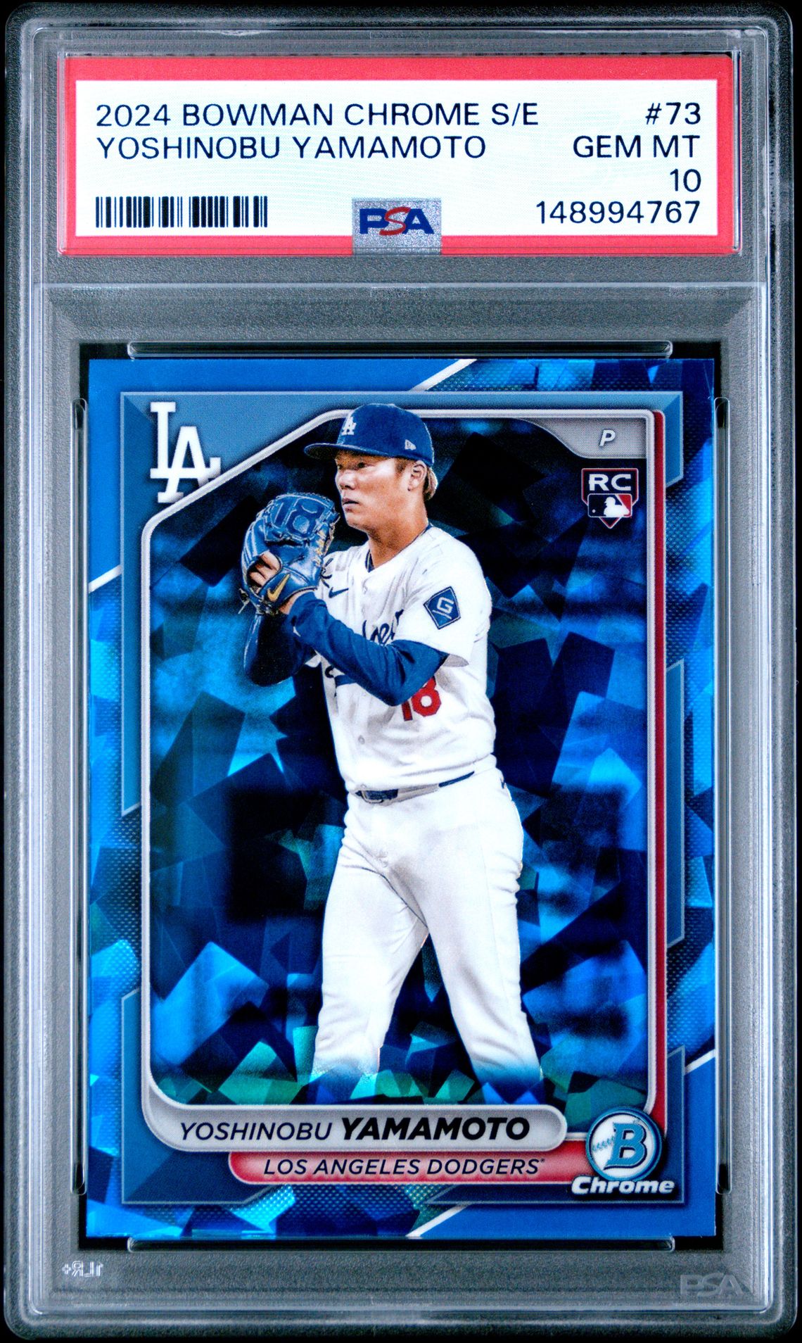 2024 Bowman Chrome Sapphire Edition Yoshinobu Yamamoto #73 Gem Mt 10 front