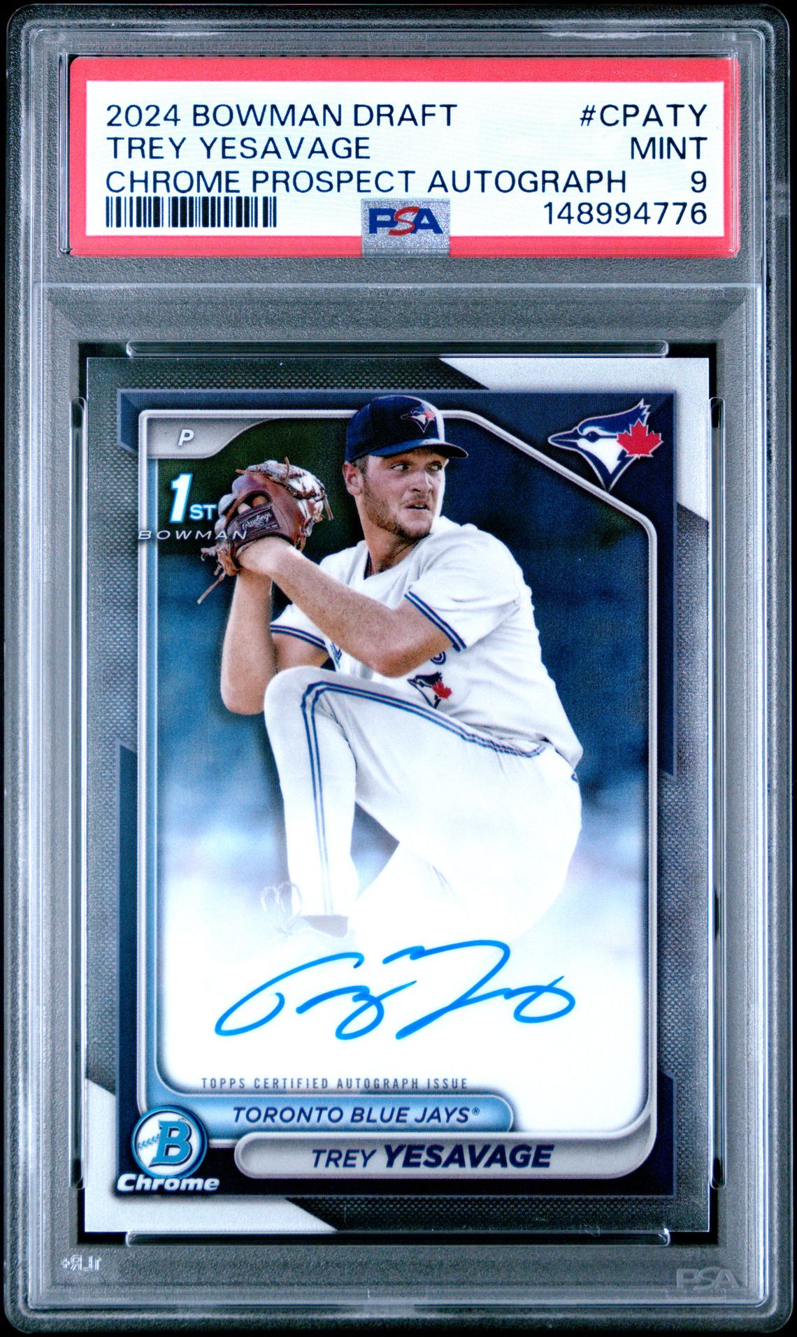 2024 Bowman Draft Chrome Prospect Autographs Trey Yesavage #Cpaty Mint 9 front