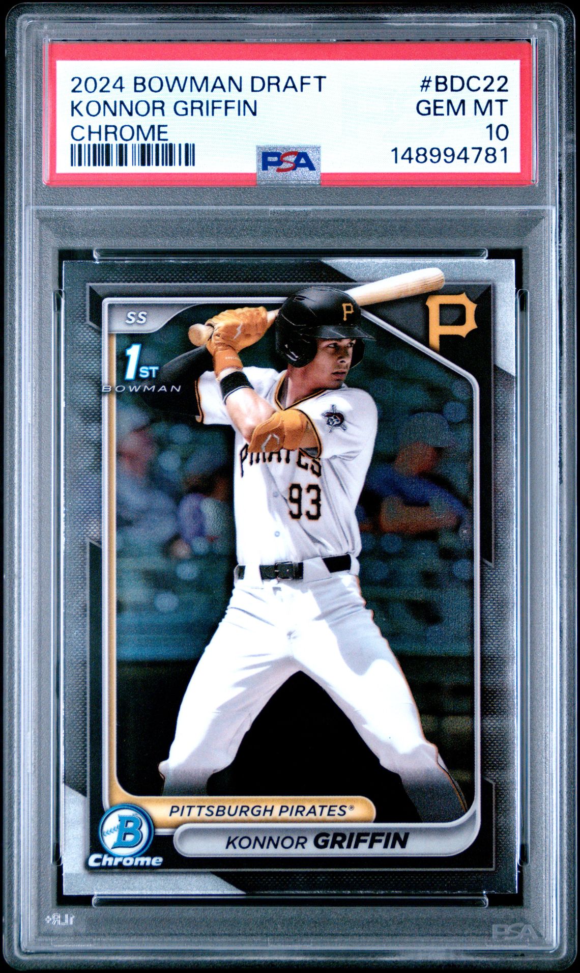 2024 Bowman Draft Konnor Griffin #Bdc22 (Chrome) Gem Mt 10 front