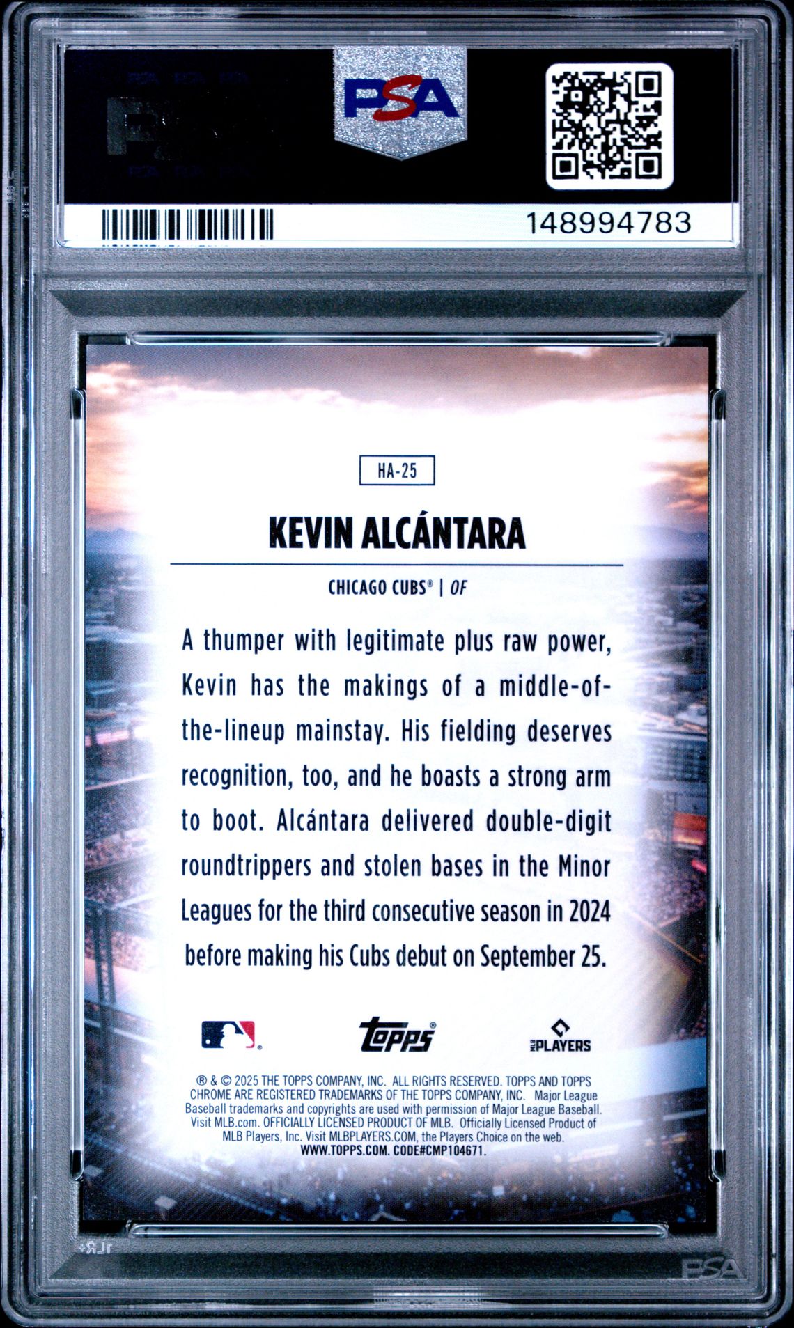 2025 Topps Chrome Home Field Advantage Kevin Alcantara #Ha25 Mint 9 back